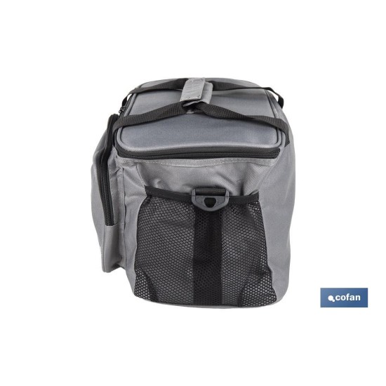 NEVERA TEXTIL PORTÁTIL MULTIBOLSILLOS COLOR GRIS OSCURO 15 L