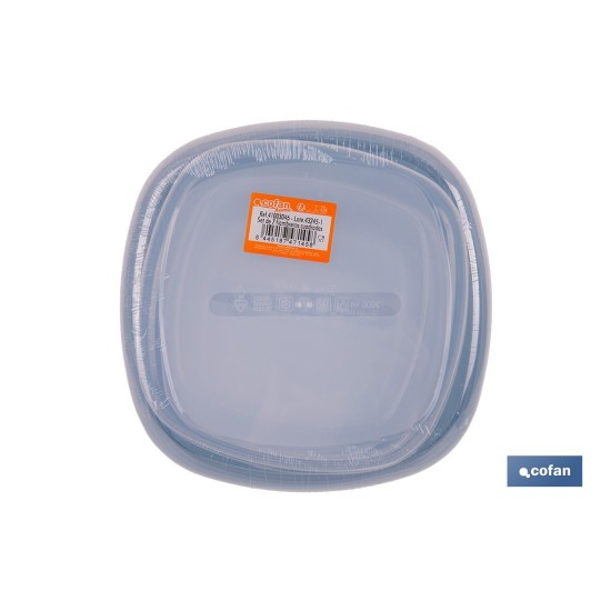 SET DE 7  FIAMBRERAS CUADRADAS 220/350/600/1200/2000/2700/3600 ML