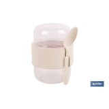 SET DE 3 RECIPIENTES CON TAPA, CUCHARA Y COMPARTIMIENTO INTERIOR  200ML+200ML