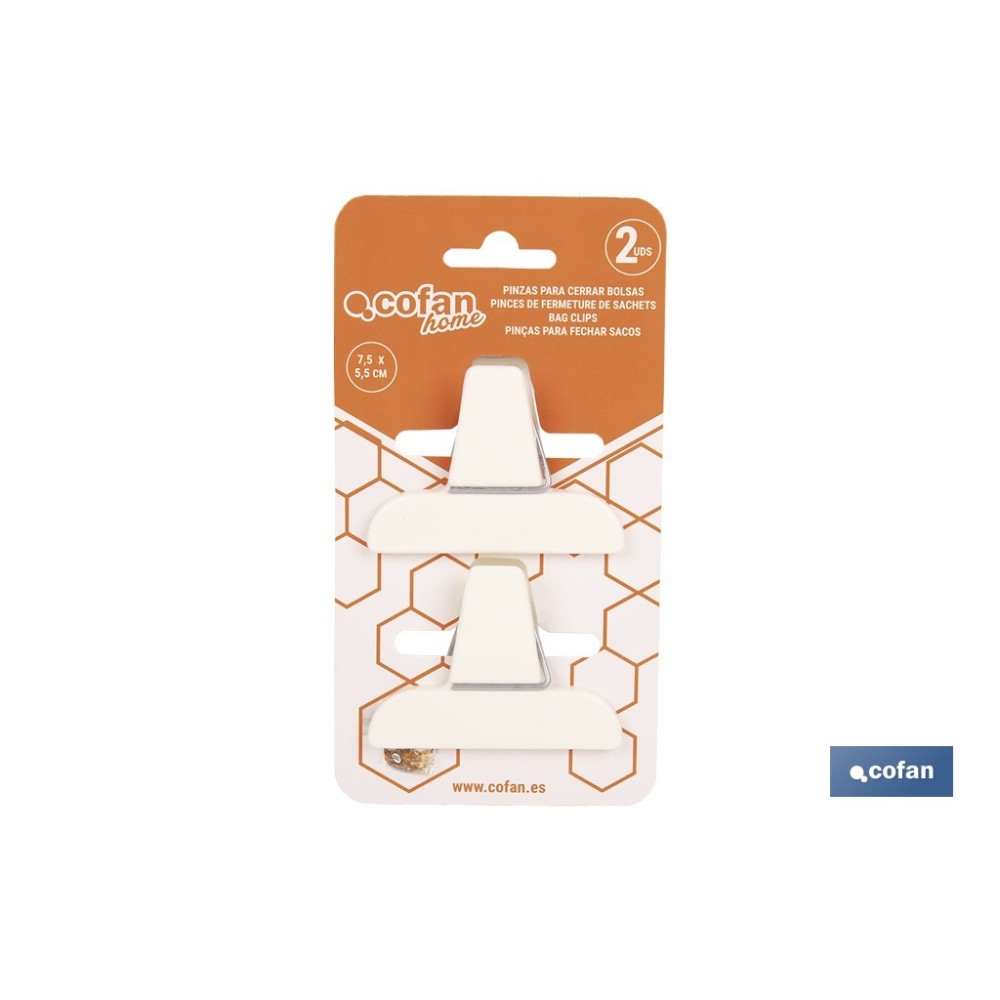 PACK DE 2 PINZAS PARA CERRAR BOLSAS DE COMIDA 7,5 X 5,5 CM