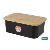 PANERA CON TAPA DE BAMBÚ COLOR NEGRO/MADERA 36 X 24 X13 CM