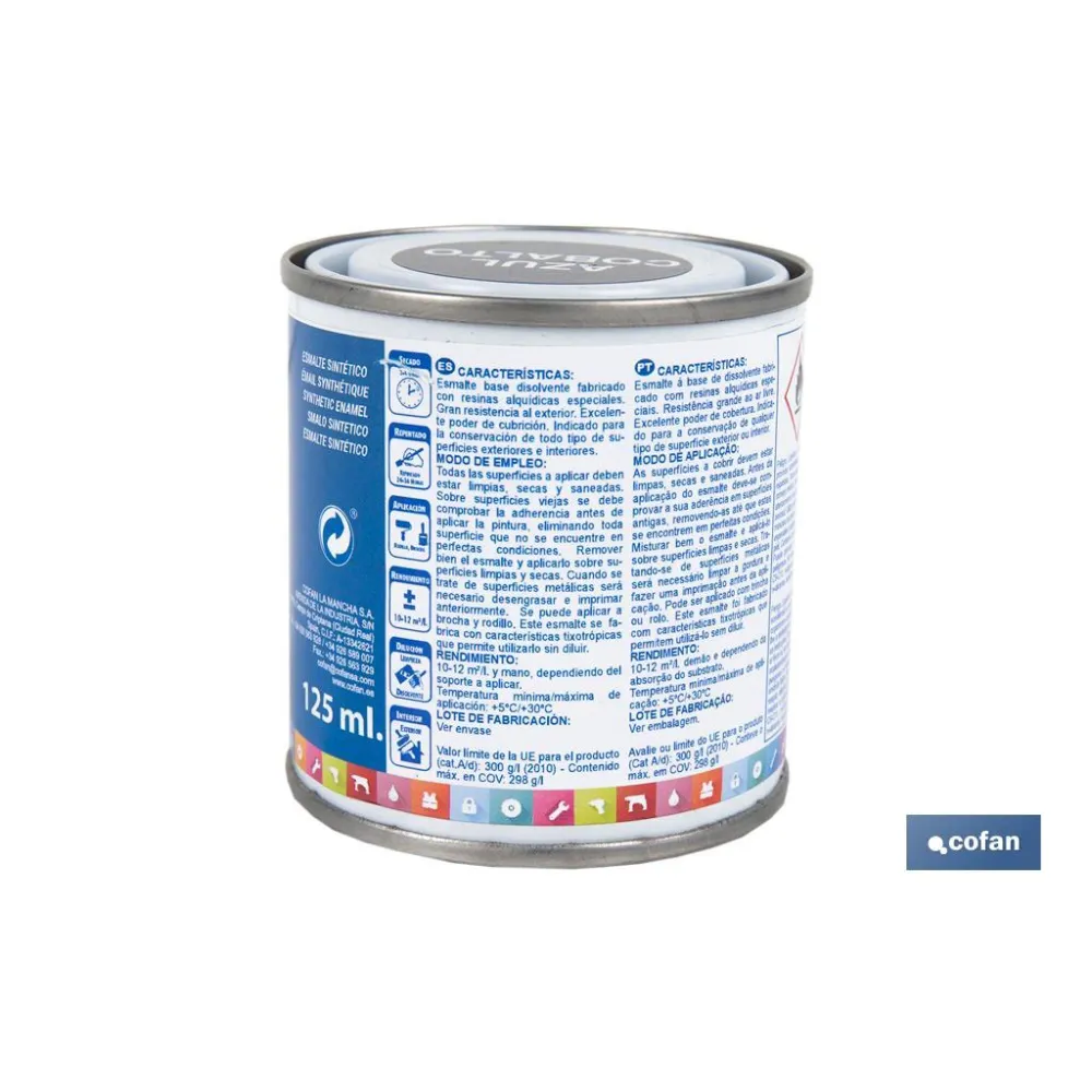ESMALTE SINTÉTICO (125 ML) AZUL LUMINOSO (PACK: 1 UDS) - Almacén de Ferretería Acor