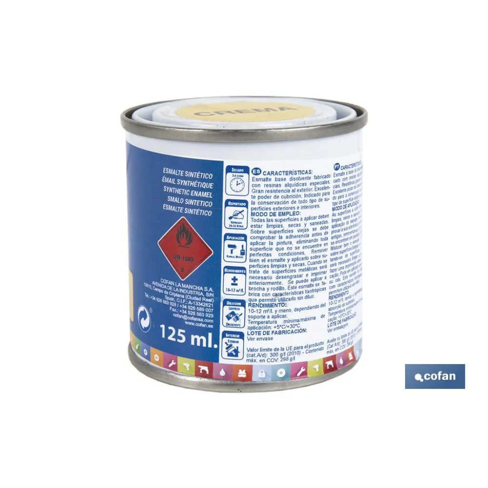 ESMALTE SINTÉTICO (125 ML) COLOR CREMA (PACK: 1 UDS) - Almacén de Ferretería Acor