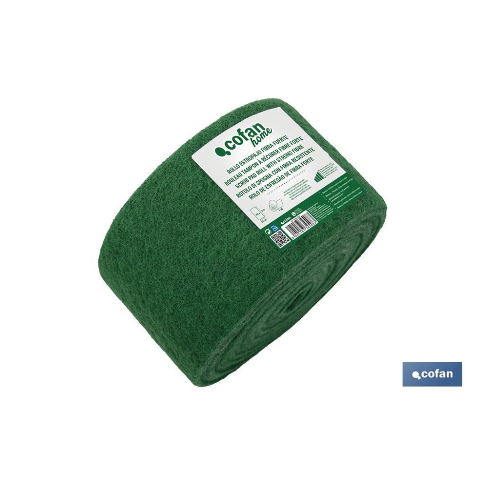 ROLLO ESTROPAJO FIBRA FUERTE VERDE 14X6 m
