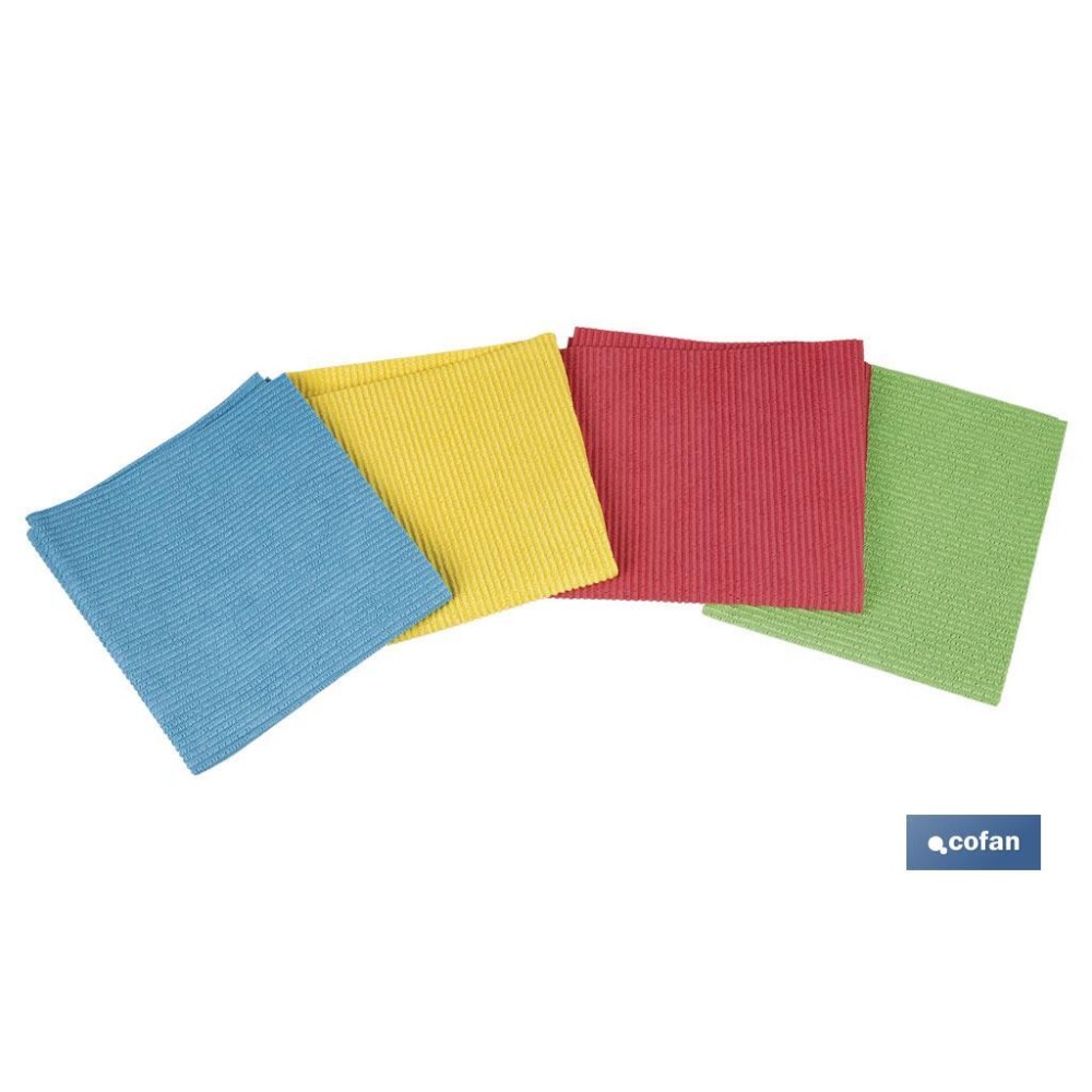 PACK DE 4 BAYETAS DE ALTA CALIDAD AZUL, ROJO, AMARILLO , VERDE 38 X 35 CM