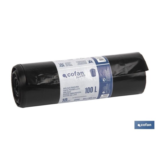 BOLSA DE BASURA  85X105 GALGA 190 COLOR NEGRO 10 UDS.