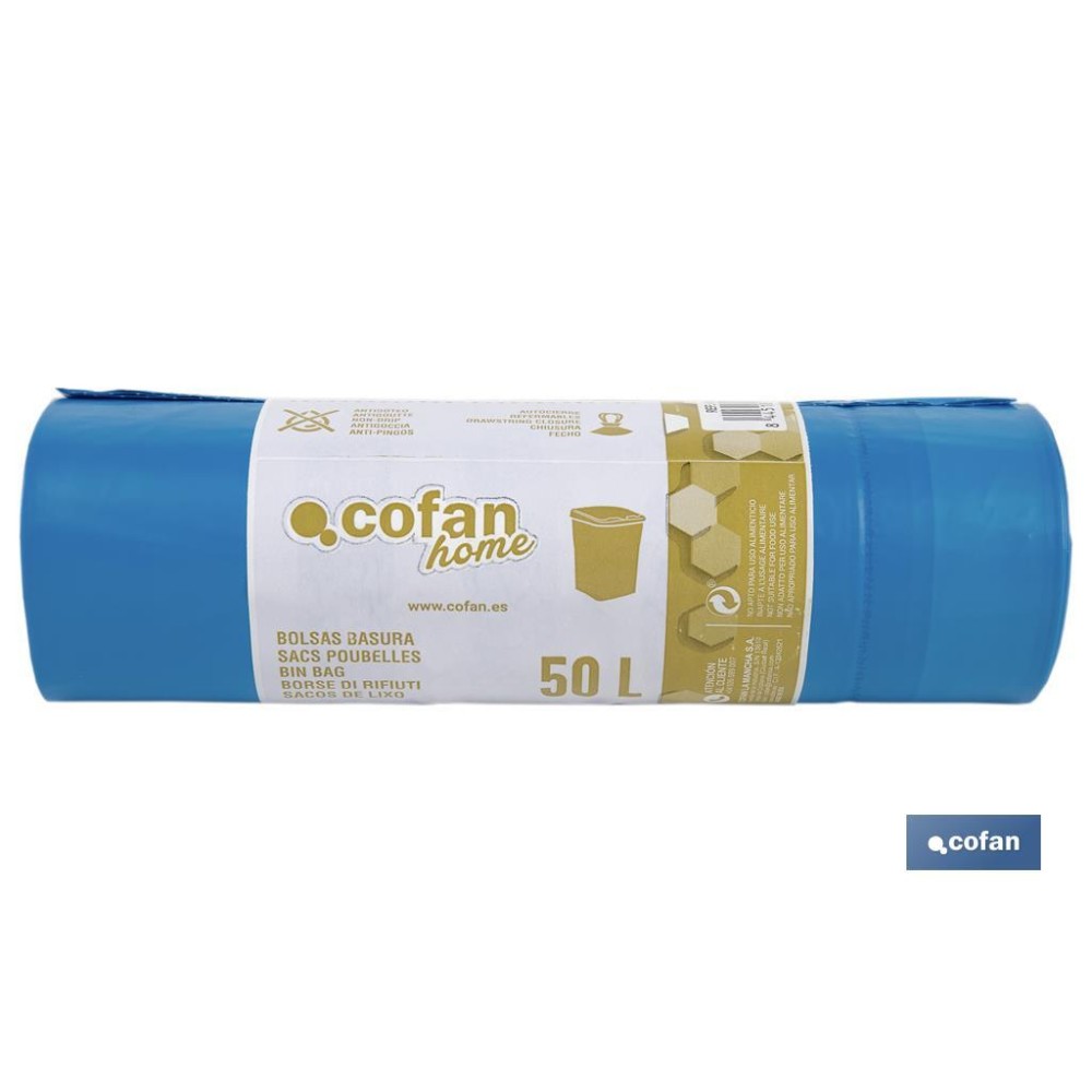BOLSA DE BASURA  AUTOCIERRE PERFUMADA  70 x70 CM G.120 COLOR AZUL10 UDS 50l
