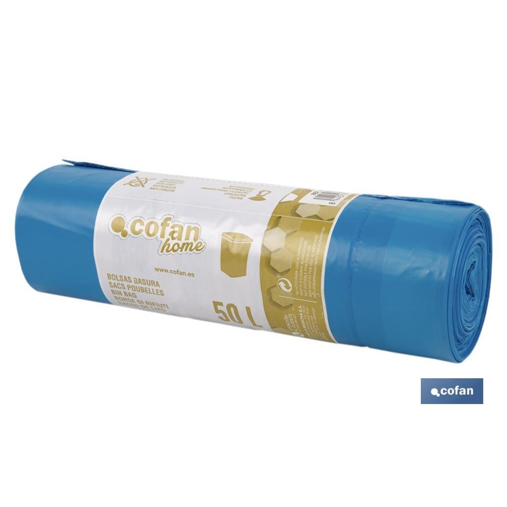 BOLSA DE BASURA  AUTOCIERRE PERFUMADA  70 x70 CM G.120 COLOR AZUL10 UDS 50l