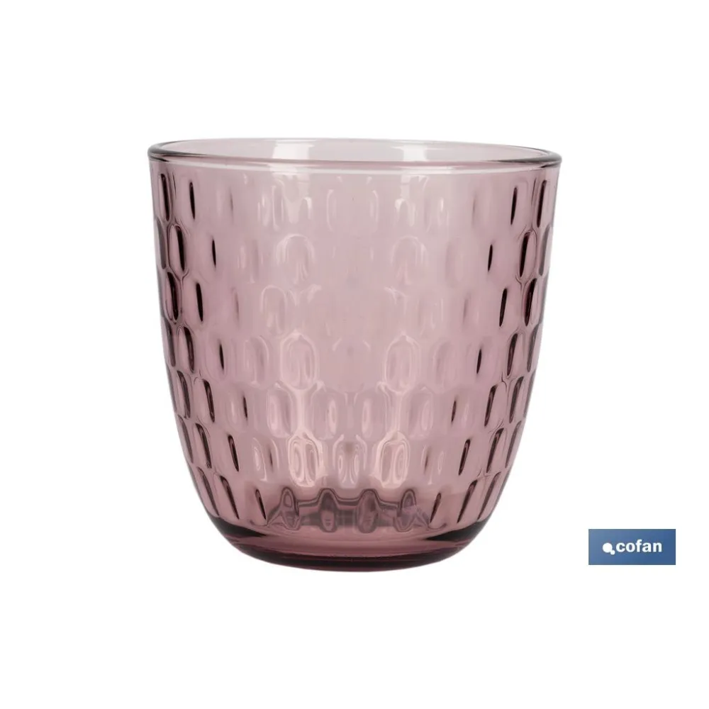 PACK 6 VASOS DE AGUA VIDRIO 29 CL COLOR PURPURA CLARO MODELO ÓPALO (PACK: 1 UDS) - Almacén de Ferretería Acor