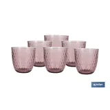 PACK 6 VASOS DE AGUA VIDRIO 29 CL COLOR PURPURA CLARO MODELO ÓPALO (PACK: 1 UDS) - Almacén de Ferretería Acor