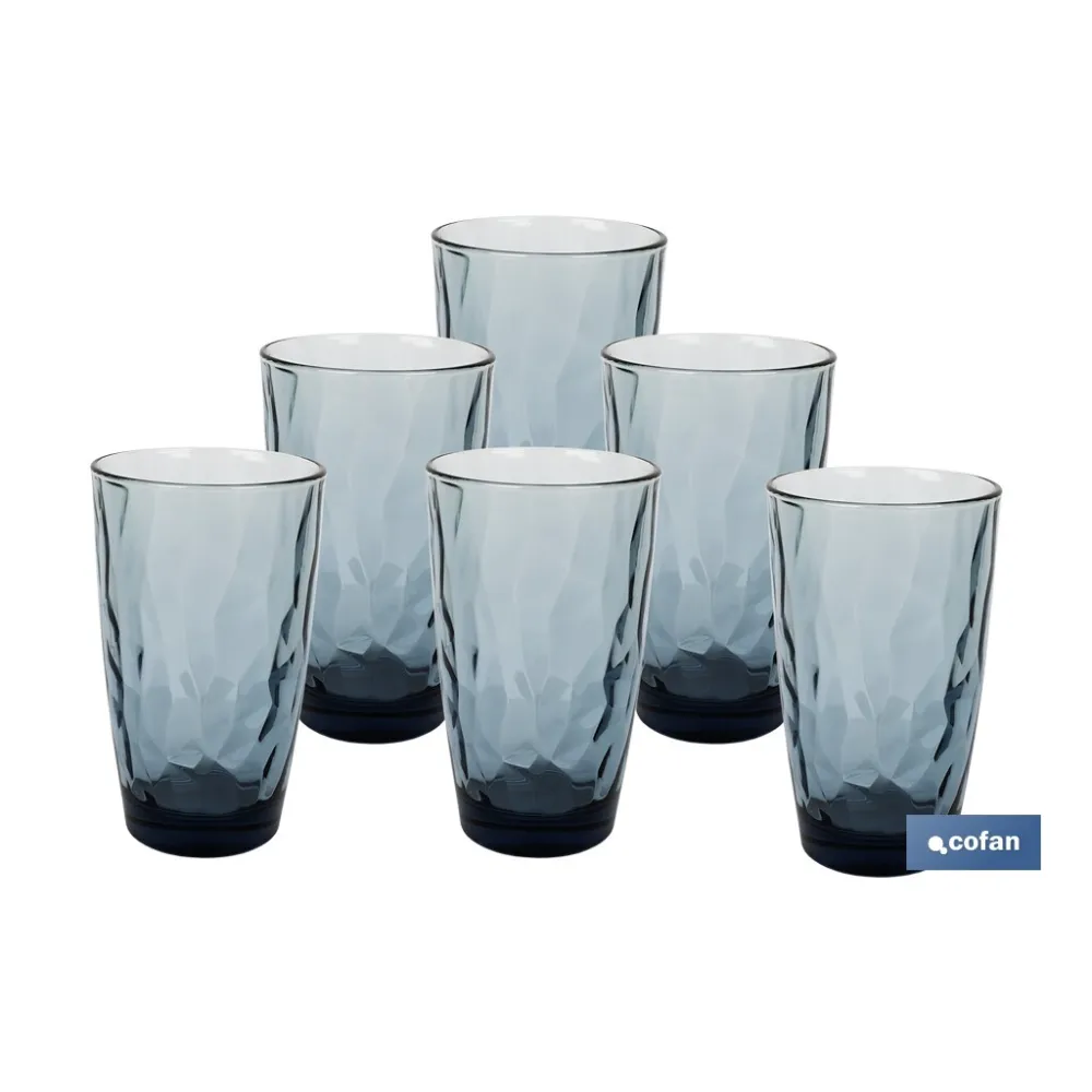 PACK 6 VASOS ALTO VIDRIO 47 CL COLOR AZUL MODELO JADE (PACK: 1 UDS) - Almacén de Ferretería Acor