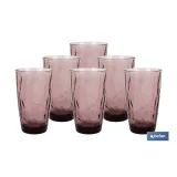PACK 6 VASOS ALTO VIDRIO 47 CL COLOR PURPURA MODELO JADE (PACK: 1 UDS) - Almacén de Ferretería Acor