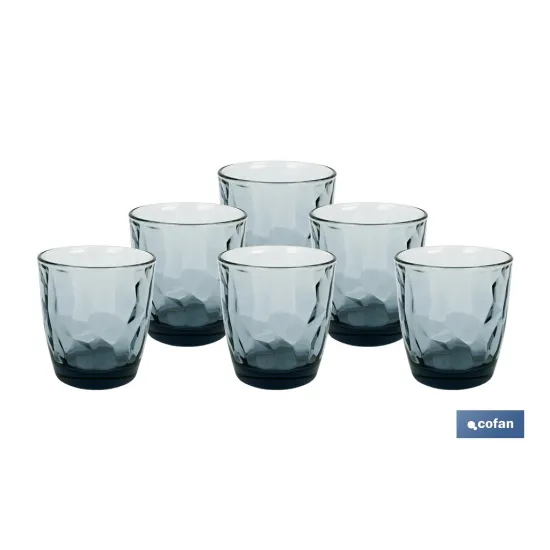 PACK 6 VASOS DE AGUA VIDRIO 30,5 CL COLOR AZUL MODELO JADE (PACK: 1 UDS) - Almacén de Ferretería Acor