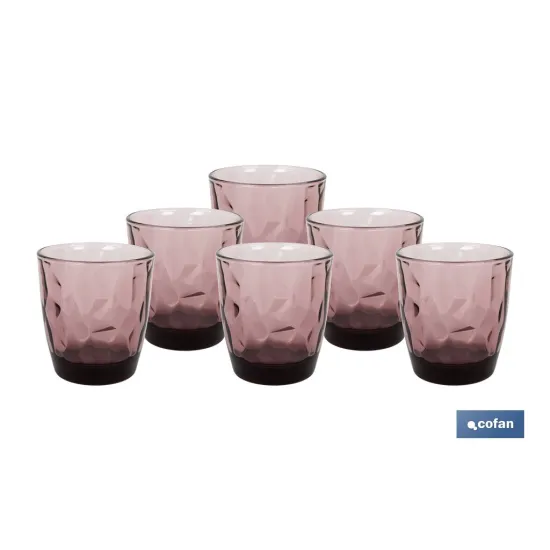 PACK 6 VASOS DE AGUA VIDRIO 30,5 CL COLOR PURPURA MODELO JADE (PACK: 1 UDS) - Almacén de Ferretería Acor