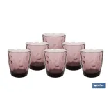 PACK 6 VASOS DE AGUA VIDRIO 30,5 CL COLOR PURPURA MODELO JADE (PACK: 1 UDS) - Almacén de Ferretería Acor