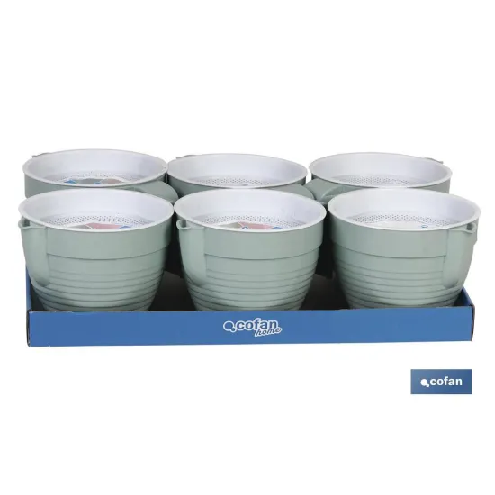 GRASERA COLADOR 500ml MODELO ALBAHACA VERDE AGUA 16.5X12X10cm (PACK: 6 UDS) - Almacén de Ferretería Acor