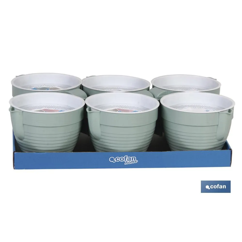 GRASERA COLADOR 500ml MODELO ALBAHACA VERDE AGUA 16.5X12X10cm (PACK: 6 UDS) - Almacén de Ferretería Acor