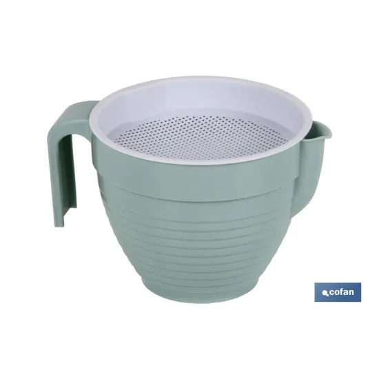 GRASERA COLADOR 500ml MODELO ALBAHACA VERDE AGUA 16.5X12X10cm venta unitaria (PACK: 1 UDS) - Almacén de Ferretería Acor
