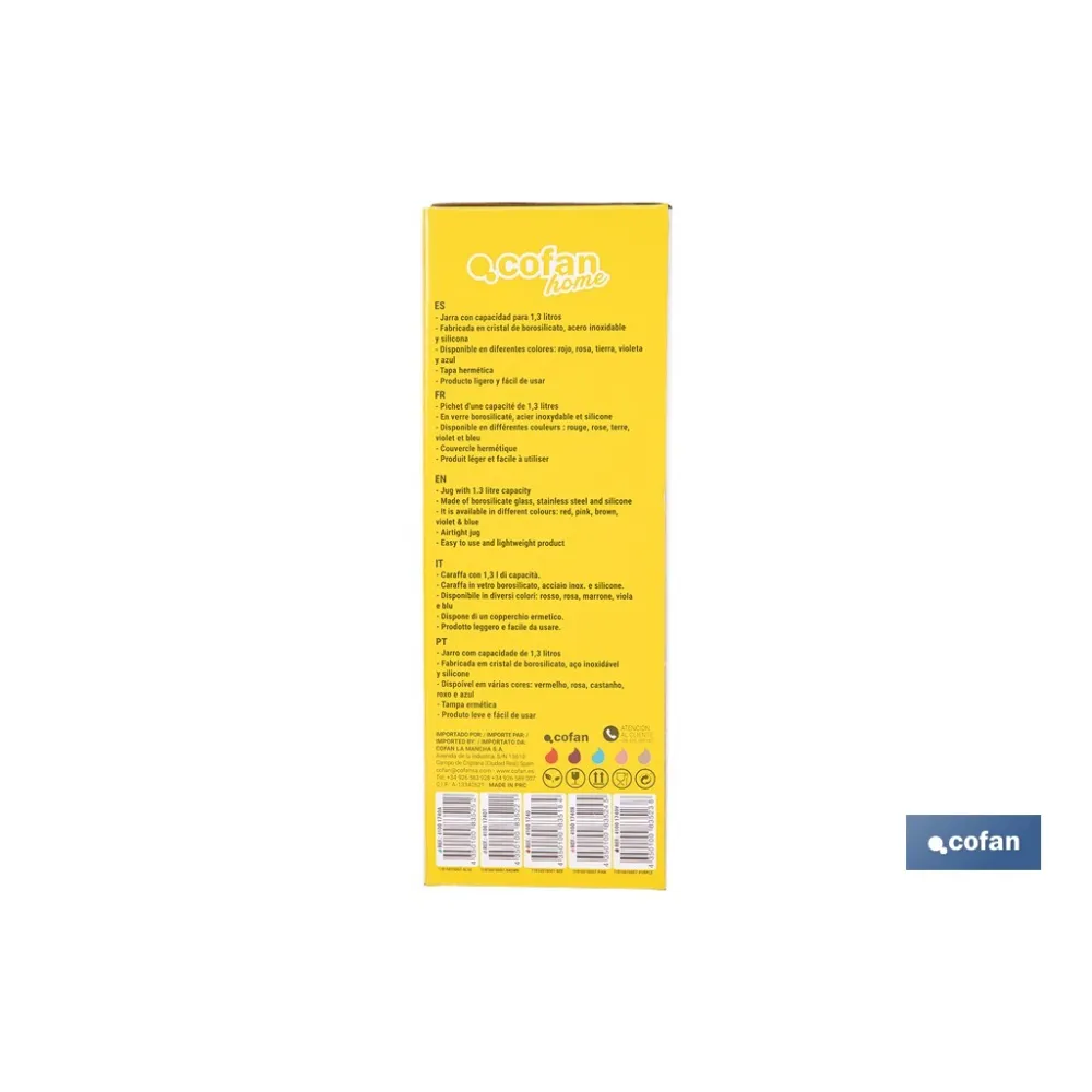 JARRA BOROSILICATO  TIERRA 1300 ml (PACK: 1 UDS) - Almacén de Ferretería Acor