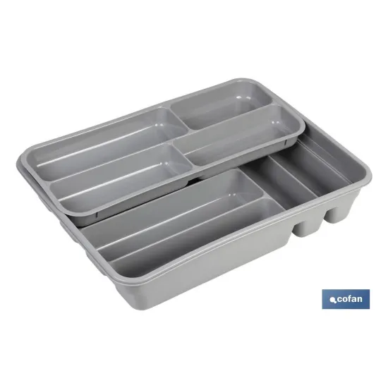 CUBERTERO  GRIS 40X30X7 cm DOS ALTURAS venta unitaria (PACK: 1 UDS) - Almacén de Ferretería Acor