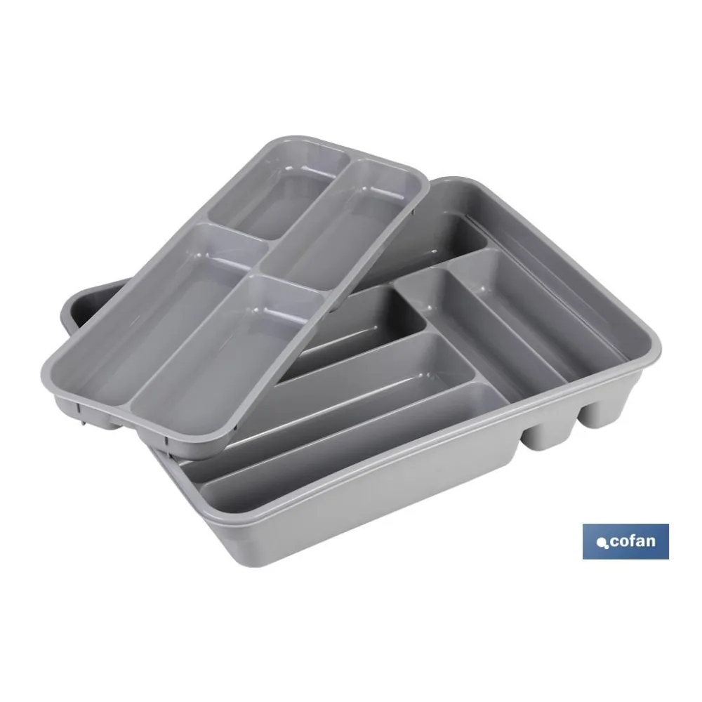 CUBERTERO  GRIS 40X30X7 cm DOS ALTURAS venta unitaria (PACK: 1 UDS) - Almacén de Ferretería Acor