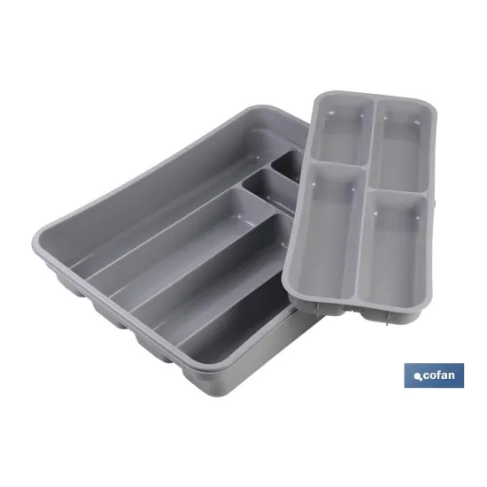 CUBERTERO  GRIS 40X30X7 cm DOS ALTURAS venta unitaria (PACK: 1 UDS) - Almacén de Ferretería Acor