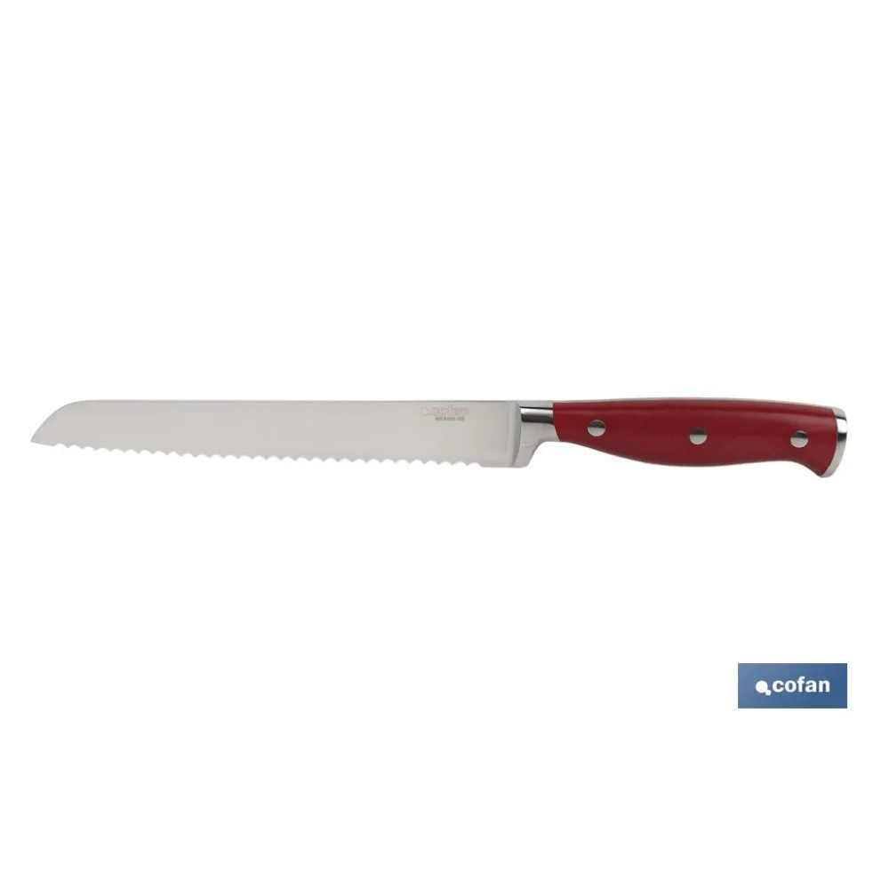 CUCHILLO PANERO HOJA 21cm MODELO AGUACEJO ROJO (PACK: 1 UDS) - Almacén de Ferretería Acor