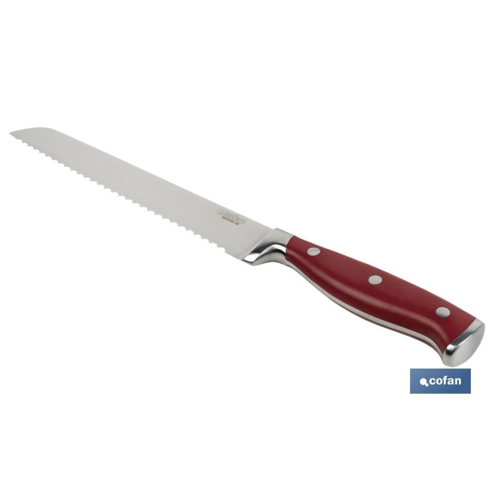 CUCHILLO PANERO HOJA 21cm MODELO AGUACEJO ROJO (PACK: 1 UDS) - Almacén de Ferretería Acor