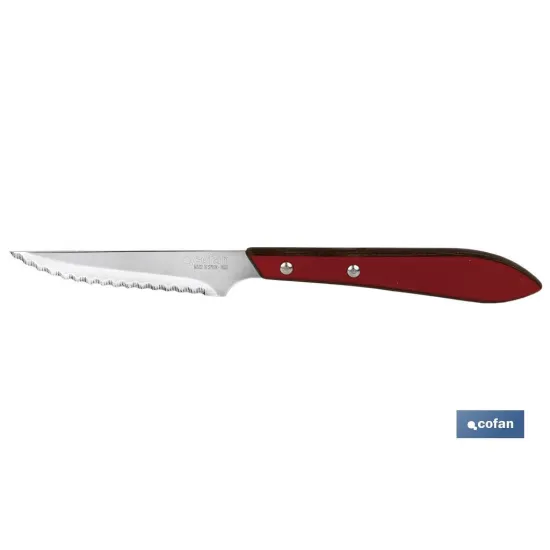 PACK 3 CUCHILLO CHULETERO MICRODENTADO HOJA 10cm  MODELO GULASH ROJO (PACK: 1 UDS) - Almacén de Ferretería Acor
