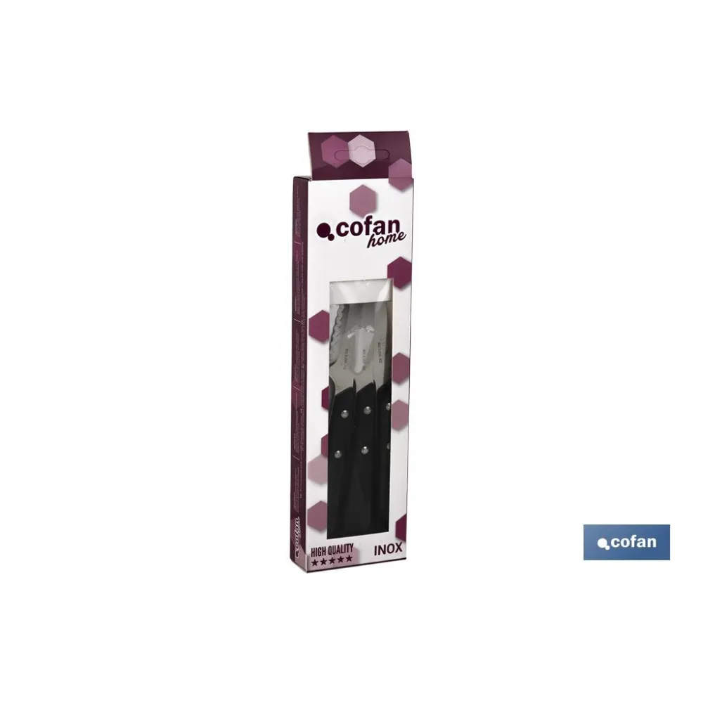 PACK 3 CUCHILLO CHULETERO MICRODENTADO HOJA 10cm  MODELO GULASH NEGRO (PACK: 1 UDS) - Almacén de Ferretería Acor