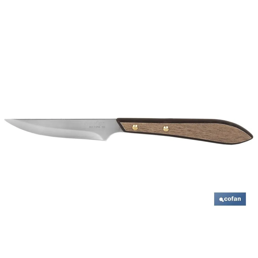 PACK 3 CUCHILLO DE MESA CON FILO HOJA 10cm  MODELO GULASH COLOR NOGAL (PACK: 1 UDS) - Almacén de Ferretería Acor