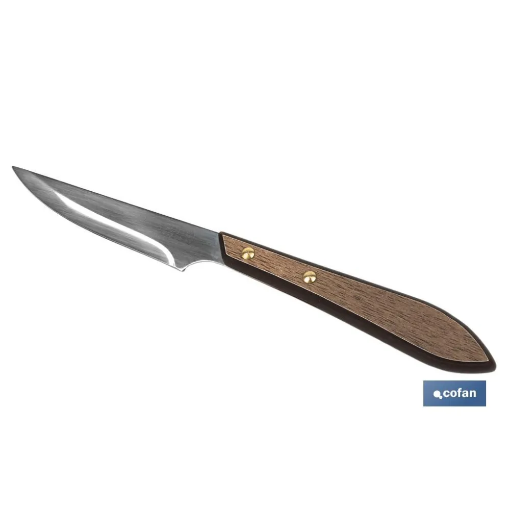 PACK 3 CUCHILLO DE MESA CON FILO HOJA 10cm  MODELO GULASH COLOR NOGAL (PACK: 1 UDS) - Almacén de Ferretería Acor