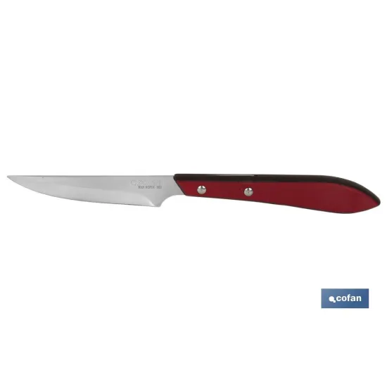 PACK 3 CUCHILLO DE MESA CON FILO HOJA 10cm  MODELO GULASH ROJO (PACK: 1 UDS) - Almacén de Ferretería Acor