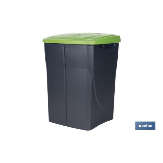 CUBO DE BASURA PARA RECICLAR 45 LITROS  COLOR VERDE 36.5 X 36 X 51  CM