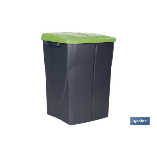 CUBO DE BASURA PARA RECICLAR 45 LITROS  COLOR VERDE 36.5 X 36 X 51  CM