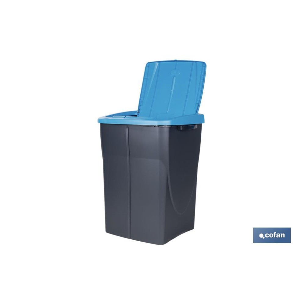 CUBO DE BASURA PARA RECICLAR 45 LITROS  COLOR AZUL 36.5 X 36 X 51  CM