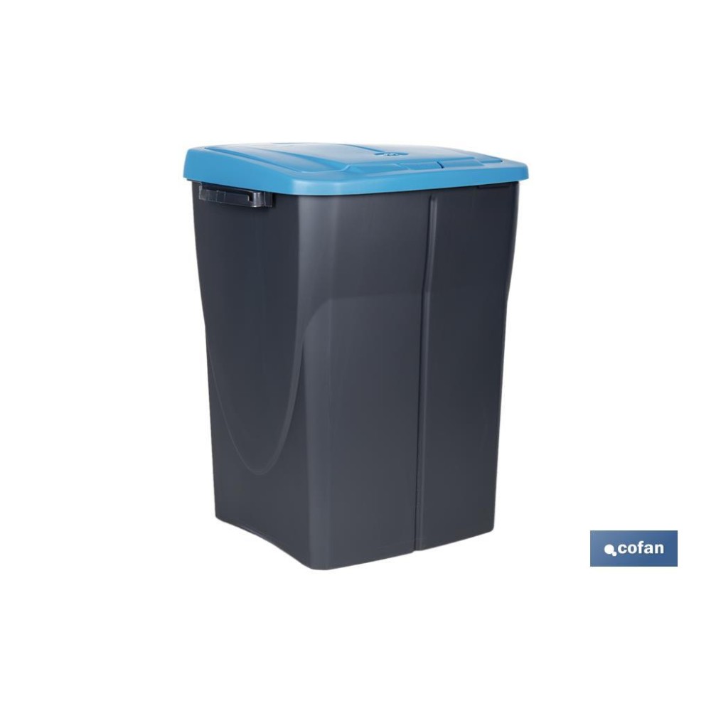 CUBO DE BASURA PARA RECICLAR 45 LITROS  COLOR AZUL 36.5 X 36 X 51  CM