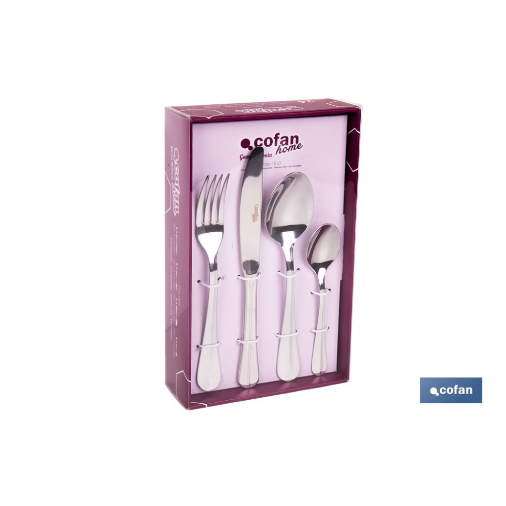 CUBERTERIA INOX MODELO BOLONIA 24 pcs C-18/0 2 mm