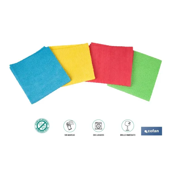 PACK DE 4 BAYETAS DE ALTA CALIDAD AZUL, ROJO, AMARILLO , VERDE 38 X 35 CM (PACK: 1 UDS) - Almacén de Ferretería Acor