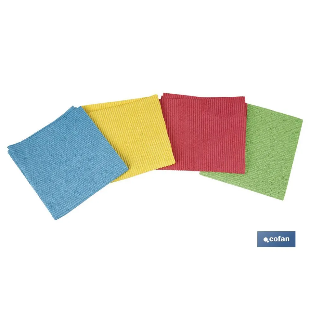 PACK DE 4 BAYETAS DE ALTA CALIDAD AZUL, ROJO, AMARILLO , VERDE 38 X 35 CM (PACK: 1 UDS) - Almacén de Ferretería Acor