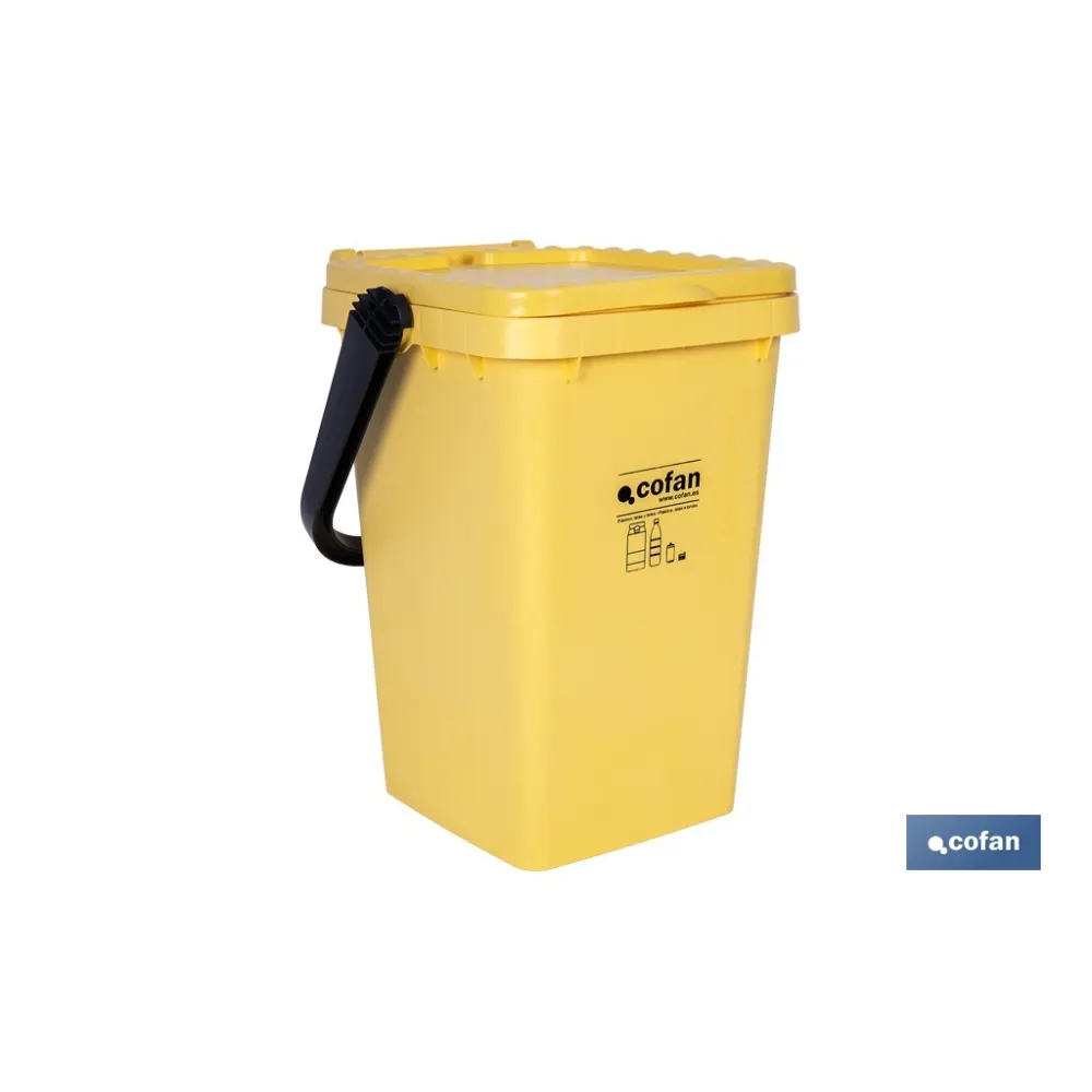 CONTENEDOR AMARILLO PARA PLASTICOS-LATAS, 25L. (PACK: 1 UDS) - Almacén de Ferretería Acor
