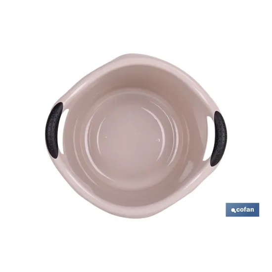 BARREÑO REDONDO  ASAS 15L BEIGE OSCURO  42X39.5X25cm (PACK: 1 UDS) - Almacén de Ferretería Acor