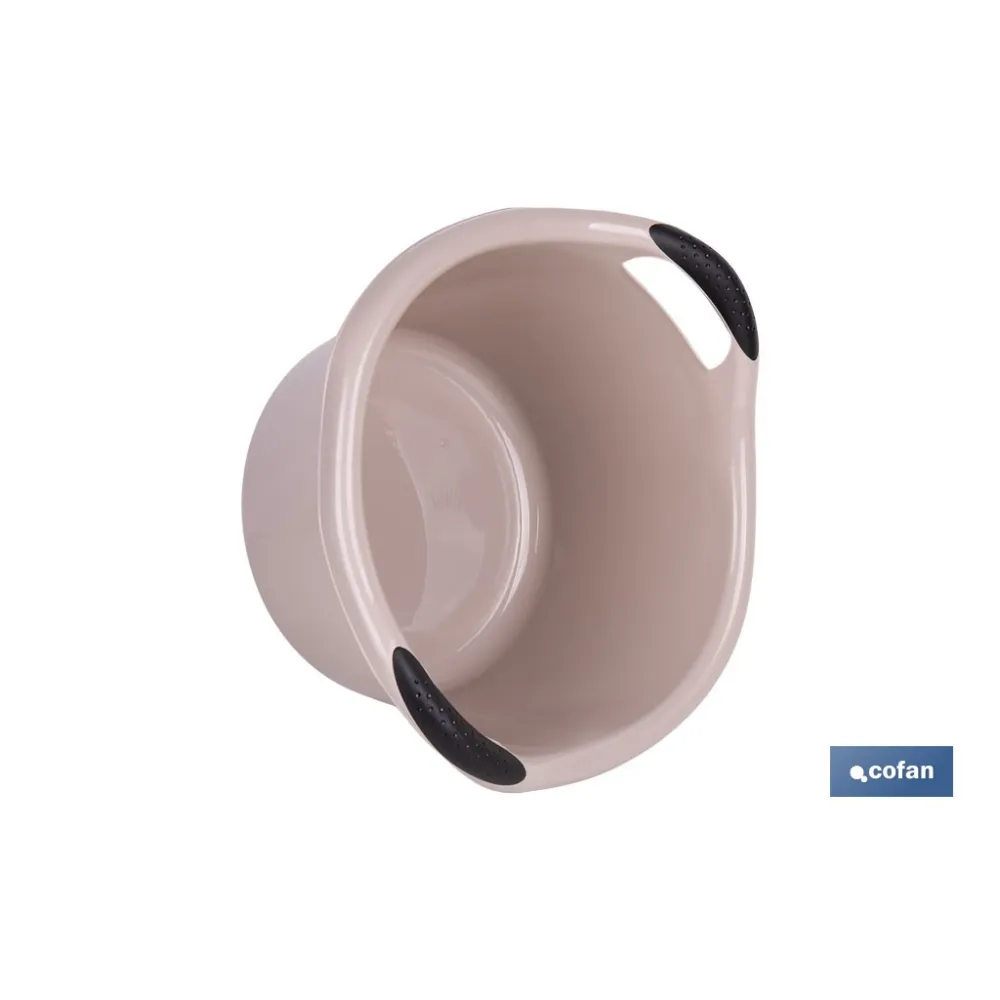 BARREÑO REDONDO  ASAS 15L BEIGE OSCURO  42X39.5X25cm (PACK: 1 UDS) - Almacén de Ferretería Acor