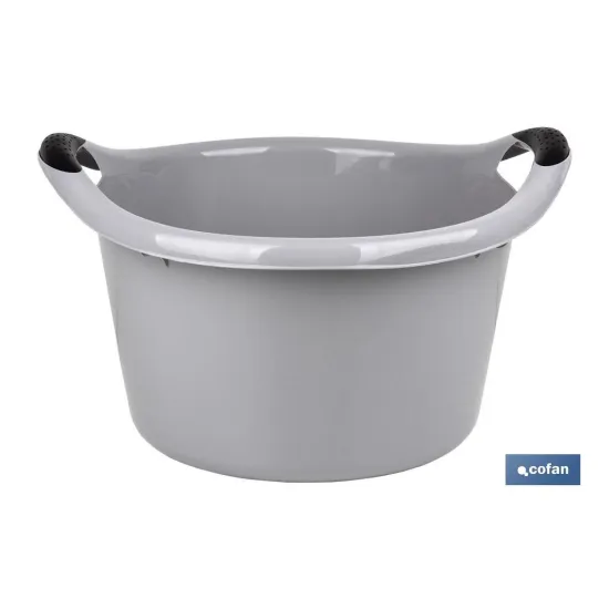 BARREÑO REDONDO ASAS 15L GRIS  42X39.5X25cm (PACK: 1 UDS) - Almacén de Ferretería Acor