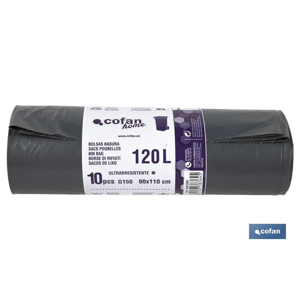 BOLSA DE BASURA 90X110 GALGA 150 COLOR GRIS 10 UDS. (PACK: 1 UDS) - Almacén de Ferretería Acor