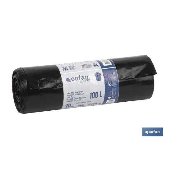 BOLSA DE  BASURA 85X105 G.130 COLOR NEGRO 10 UDS (PACK: 1 UDS) - Almacén de Ferretería Acor