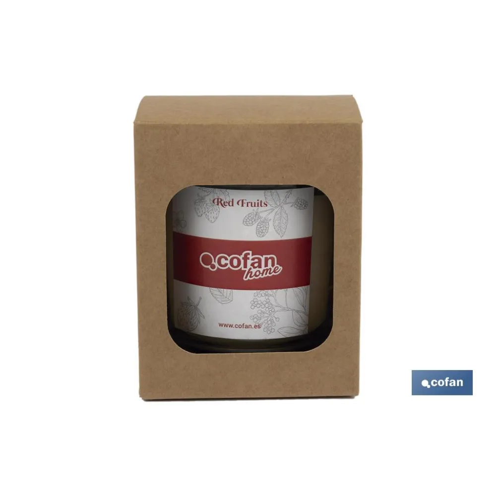 VELA AROMATICA DE CERA VEGETAL RED FRUITS 125 G (PACK: 12 UDS) - Almacén de Ferretería Acor