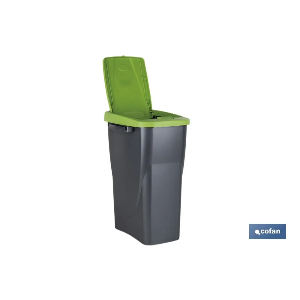 CUBO DE BASURA PARA RECICLAR 15 LITROS  COLOR VERDE 20 X 31 X 42 CM (PACK: 1 UDS) - Almacén de Ferretería Acor