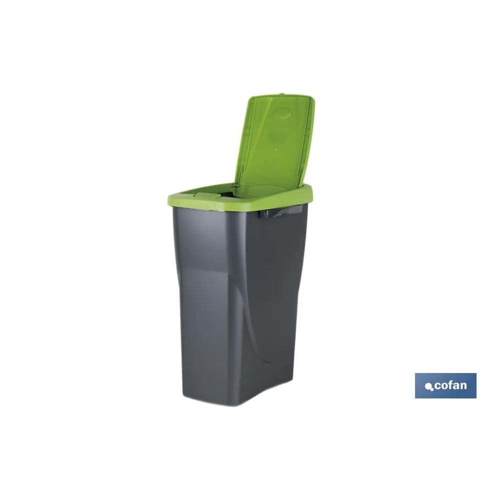 CUBO DE BASURA PARA RECICLAR 15 LITROS  COLOR VERDE 20 X 31 X 42 CM (PACK: 1 UDS) - Almacén de Ferretería Acor