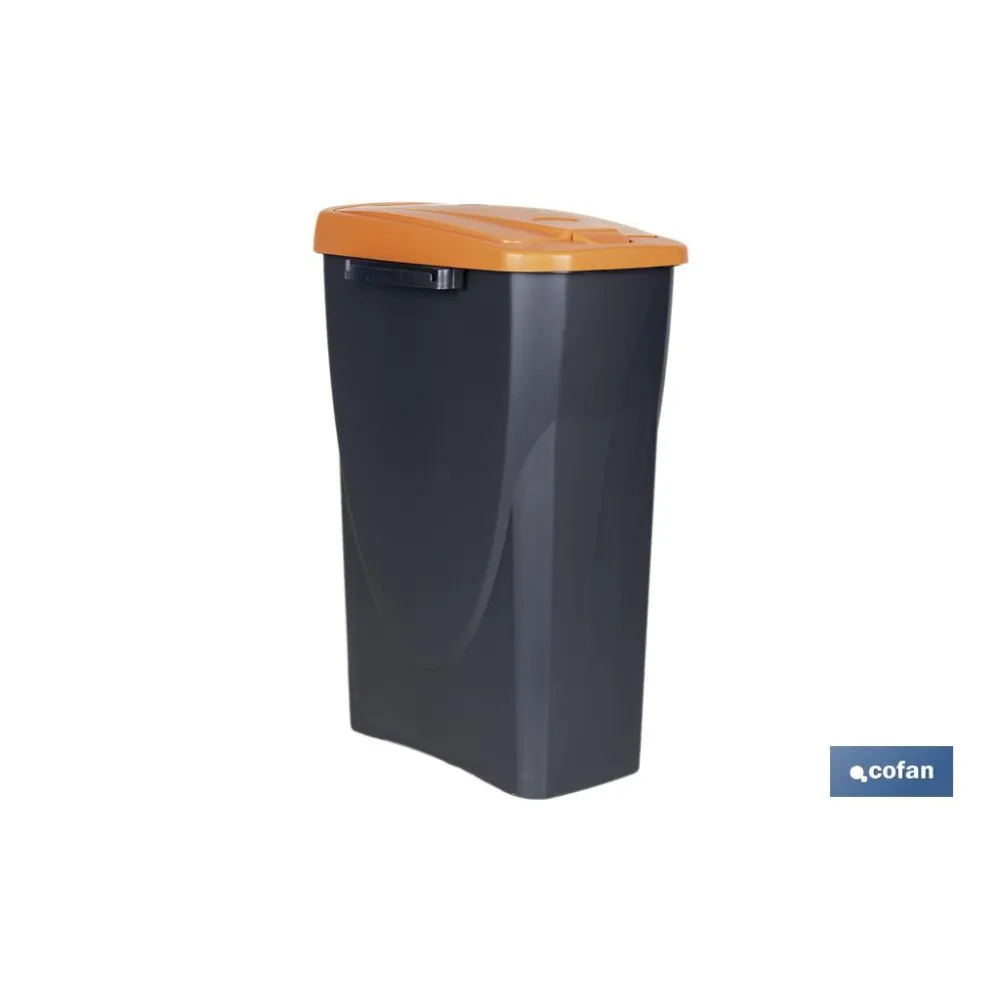 CUBO DE BASURA PARA RECICLAR 25 LITROS  COLOR NARANJA 21.5 X 36 X 51 CM (PACK: 1 UDS) - Almacén de Ferretería Acor